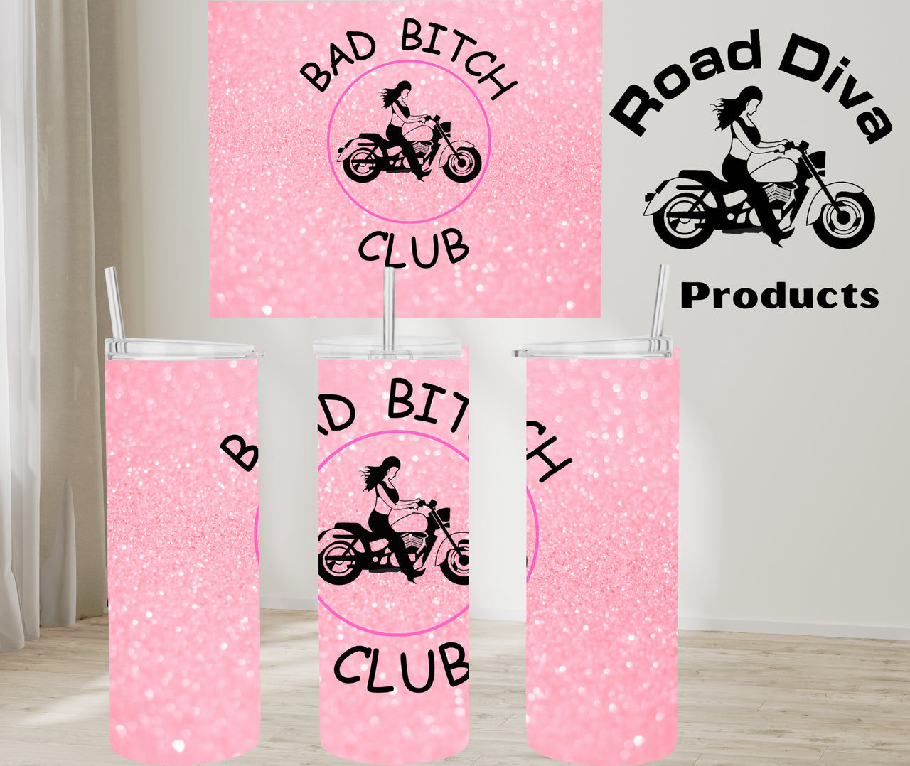 Bad Bitch Club pink cruiser stainless steel tumbler
