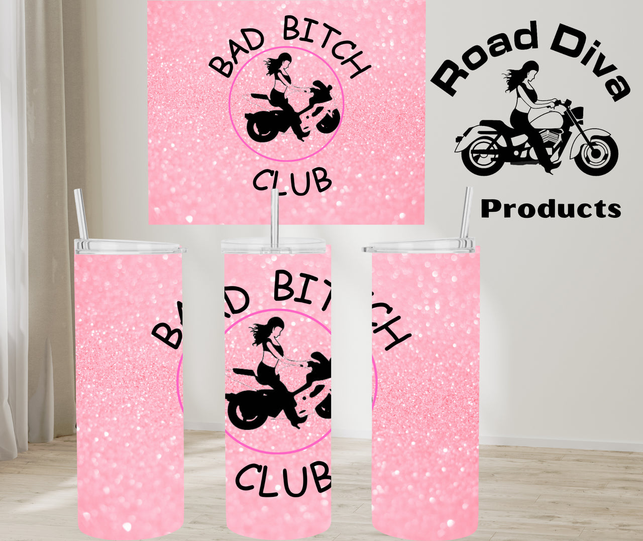 Bad Bitch Club pink sport stainless steel tumbler