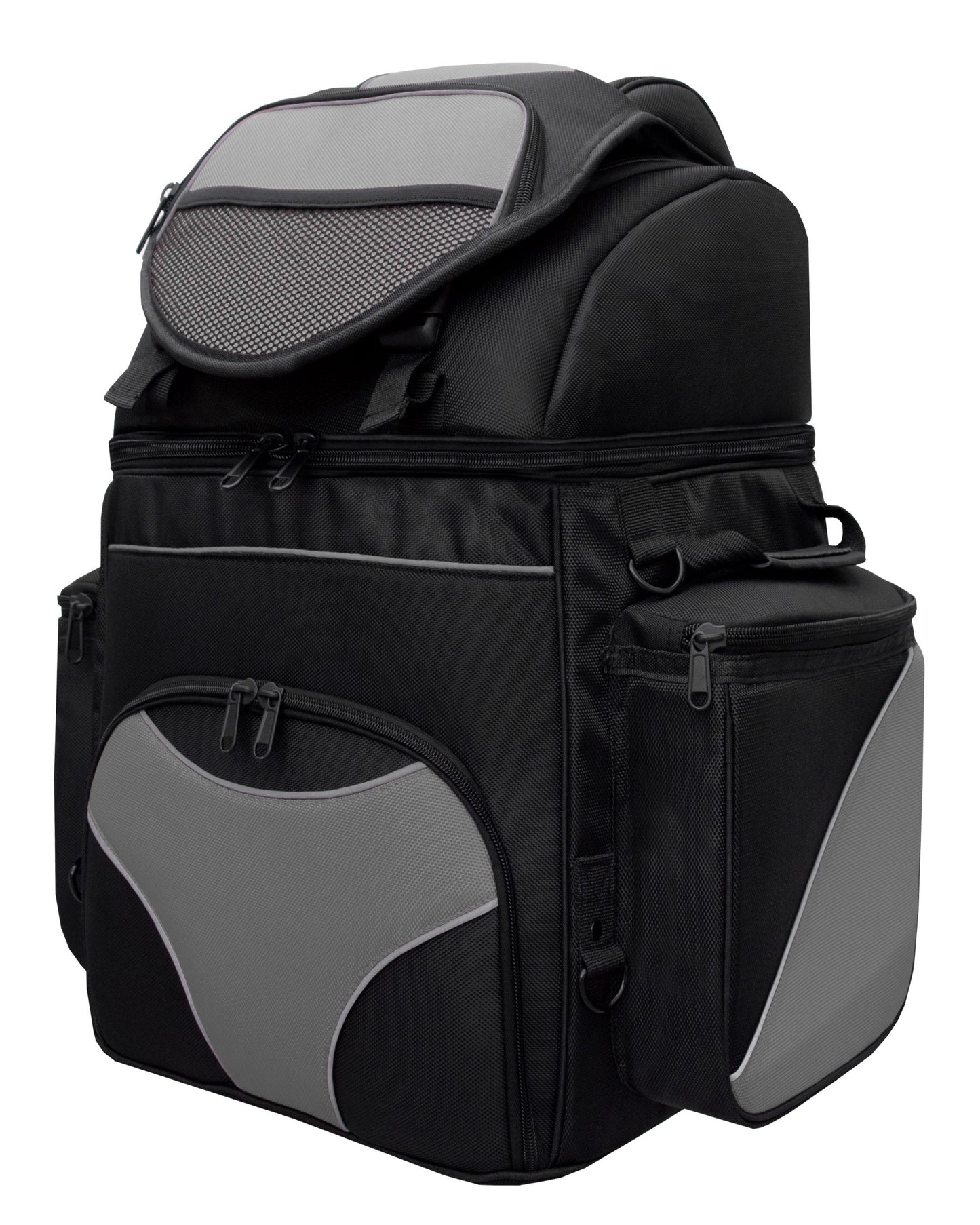 Black and Grey Back Seat Sissy bar Bag With reflective piping