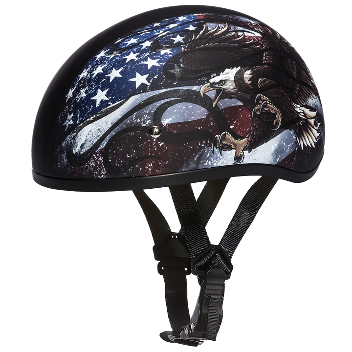 DOT Motorcycle Half Face Helmet - Skull Cap Graphics for Men & Women, Scooters, ATVs, UTVs & Choppers - USA