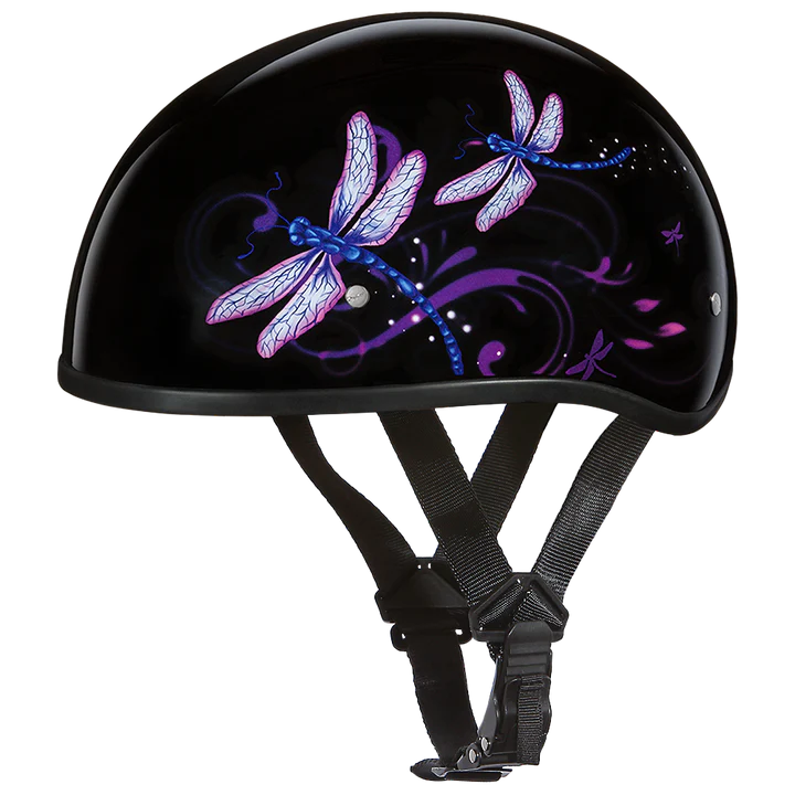 DOT Motorcycle Half Face Helmet - Skull Cap Graphics for Men & Women, Scooters, ATVs, UTVs & Choppers - Dragonfly
