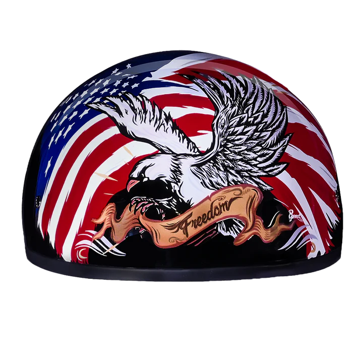 DOT Motorcycle Half Face Helmet - Skull Cap Graphics for Men & Women, Scooters, ATVs, UTVs & Choppers - Freedom 2.0