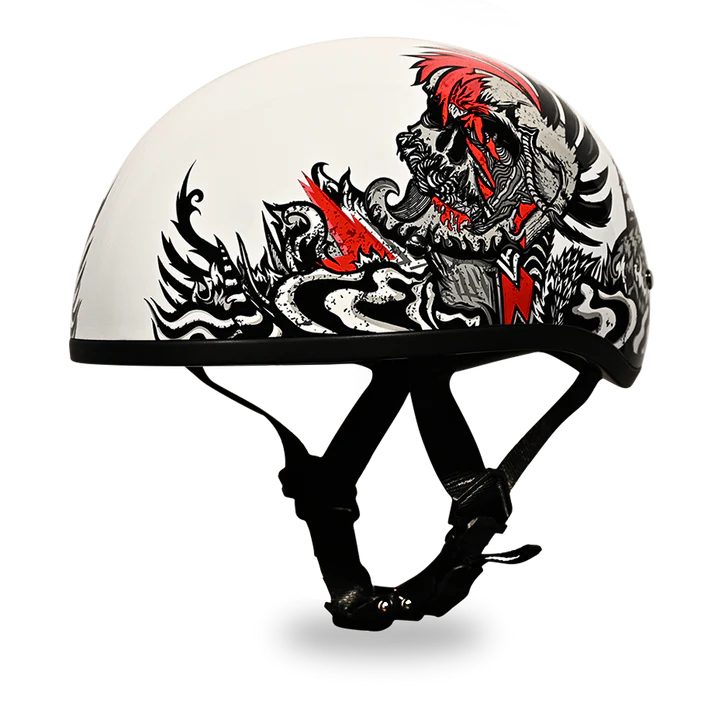 DOT Motorcycle Half Face Helmet - Skull Cap Graphics for Men & Women, Scooters, ATVs, UTVs & Choppers - Rockin Reaper