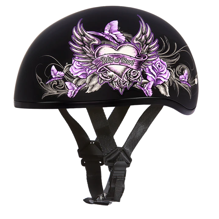 DOT Motorcycle Half Face Helmet - Skull Cap Graphics for Men & Women, Scooters, ATVs, UTVs & Choppers - Wild at Heart