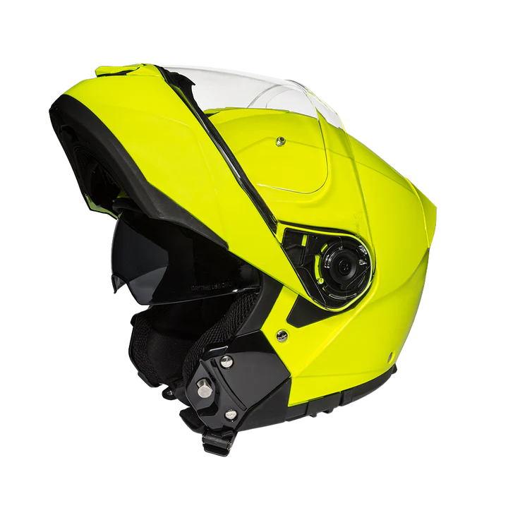 Glide Modular Motorcycle Helmet - DOT Approved, Bluetooth Ready, Dual Visor, Men/Women/Youth - Fluorescent Yellow