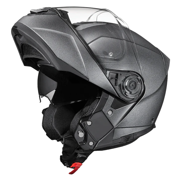 Glide Modular Motorcycle Helmet - DOT Approved, Bluetooth Ready, Dual Visor, Men/Women/Youth - Gun Metal Grey Metallic