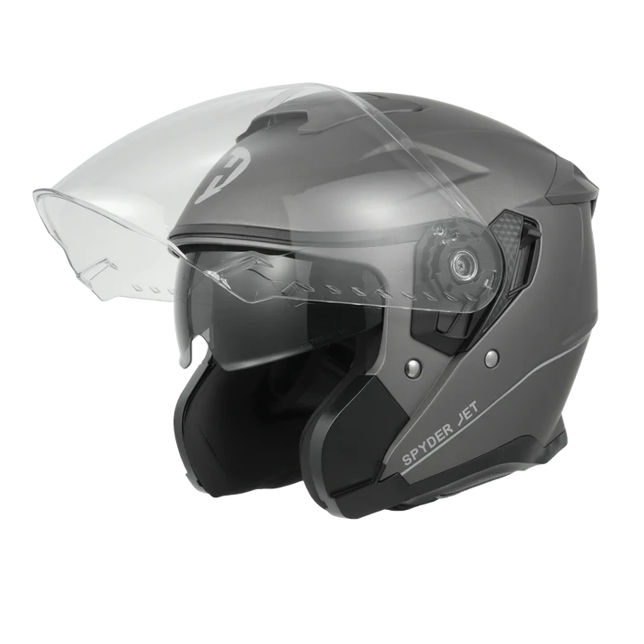 DOT & ECE Spyder Jet full face motorcycle helmet Gun Metal Grey dull metallic