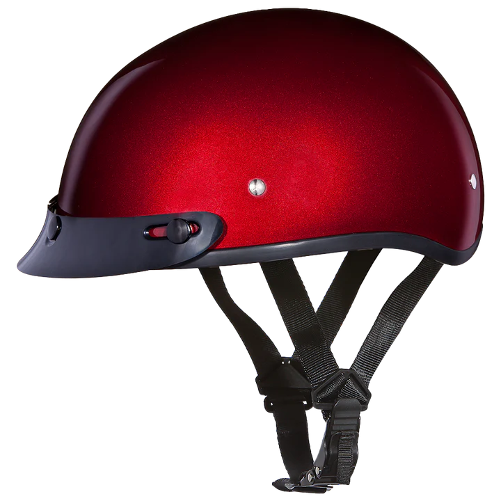 DOT Approved Daytona Skull Cap Half Shell Motorcycle Helmet - Beanie Style for Motorcycles, Cruisers, Scooters, and Mopeds - Black Cherry