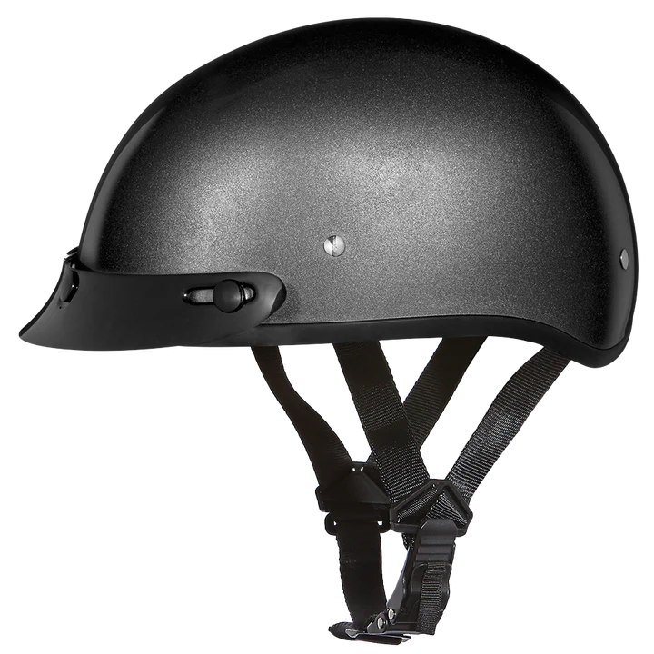 DOT Skull Cap Half Shell Motorcycle Helmet - Beanie Style for Motorcycles, Cruisers, Scooters, and Mopeds - Gun Metal Grey Metallic