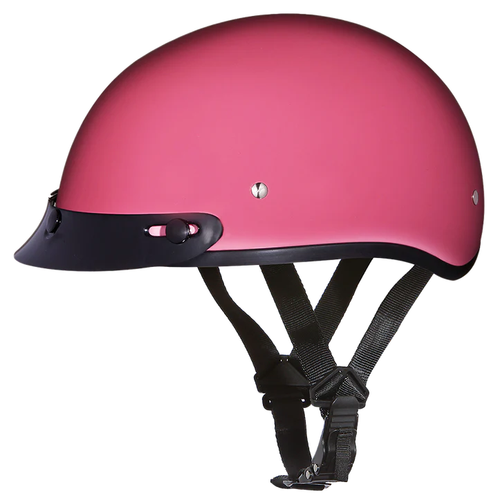 DOT Skull Cap Half Shell Motorcycle Helmet - Beanie Style for Motorcycles, Cruisers, Scooters, and Mopeds - Hi-Gloss Pink