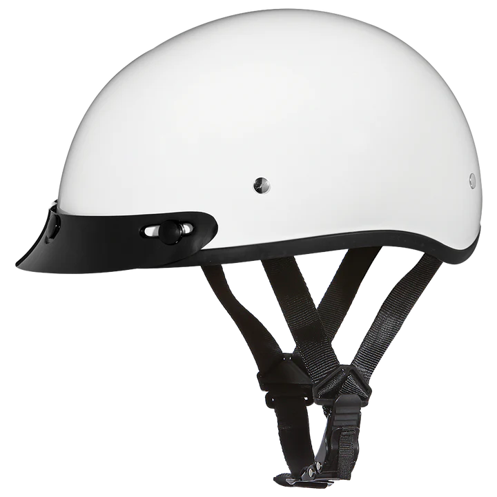 DOT Skull Cap Half Shell Motorcycle Helmet - Beanie Style for Motorcycles, Cruisers, Scooters, and Mopeds - Hi-Gloss White