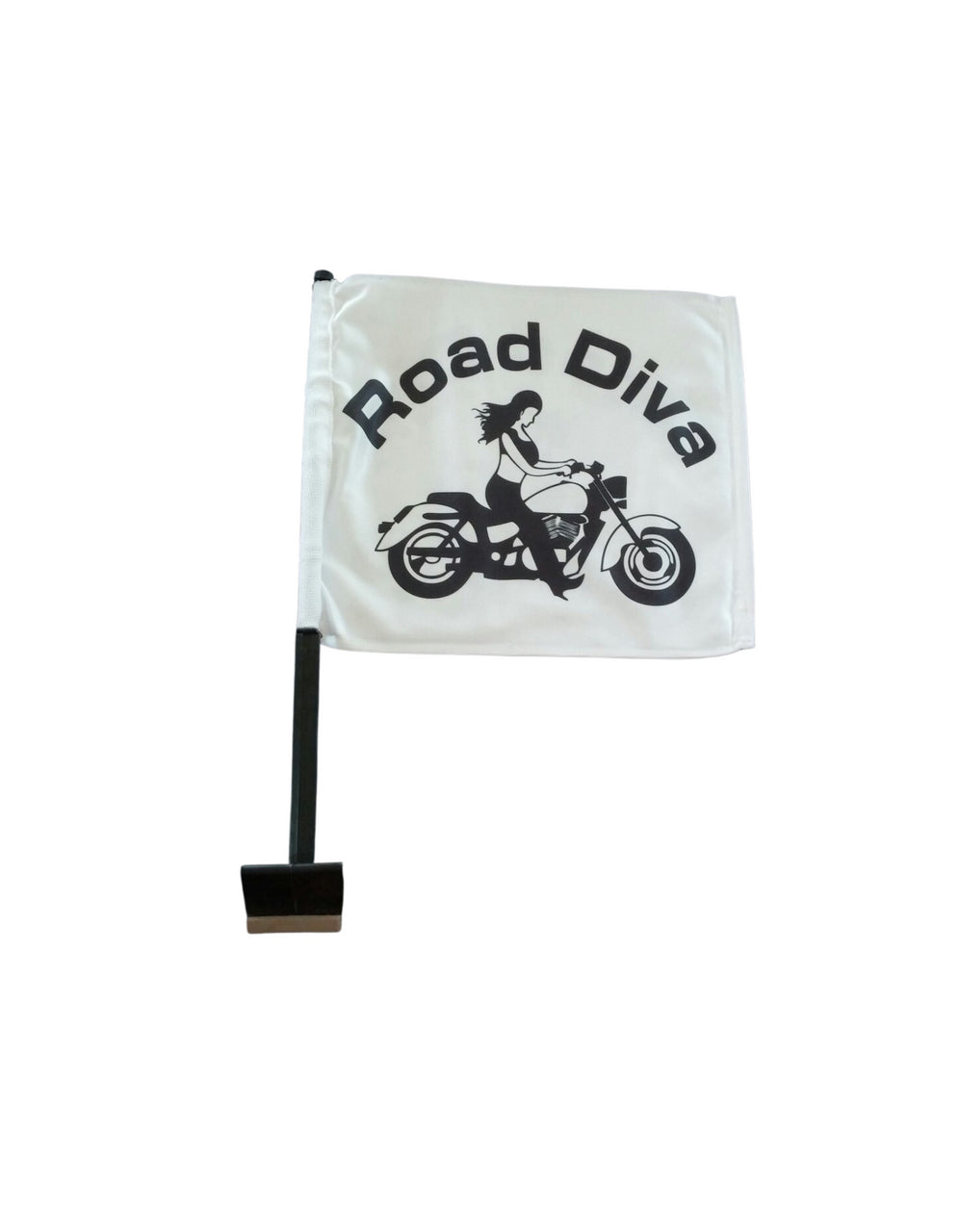 Cruiser Girl Motorcycle Flag White Trunk Style Pole