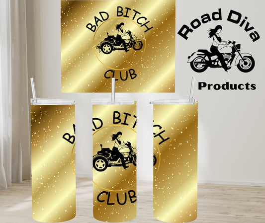 Bad Bitch Club gold trike stainless steel tumbler