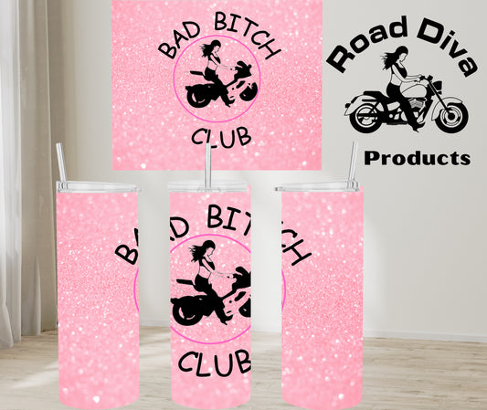 Bad Bitch Club pink sport stainless steel tumbler
