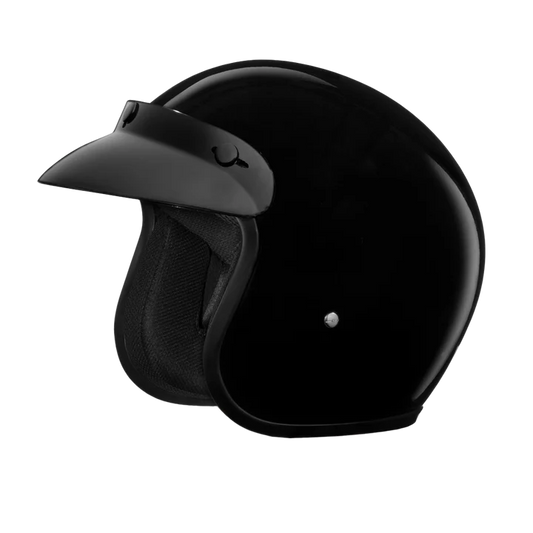 DOT 3/4th shell motorcycle helmet Hi-Gloss Black