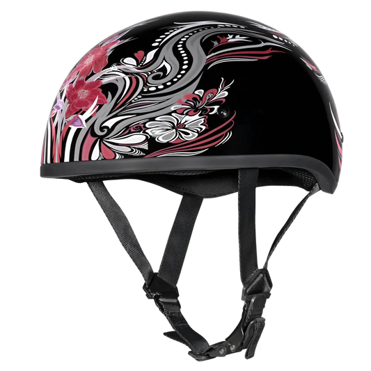 DOT Motorcycle Half Face Helmet - Skull Cap Graphics for Men & Women, Scooters, ATVs, UTVs & Choppers - Boss Bitch