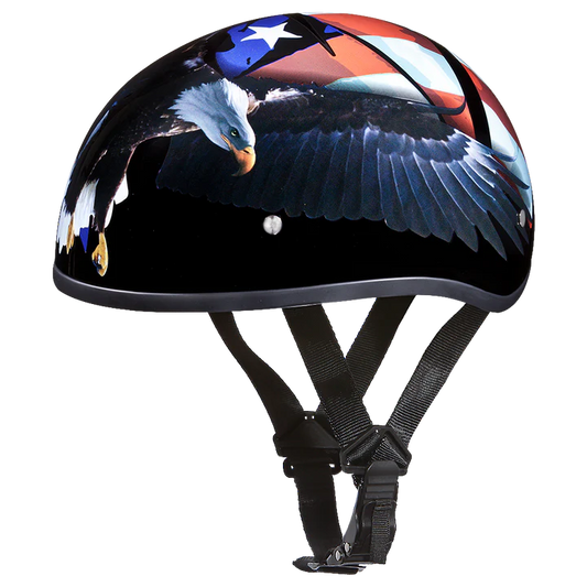 DOT Motorcycle Half Face Helmet - Skull Cap Graphics for Men & Women, Scooters, ATVs, UTVs & Choppers - Freedom