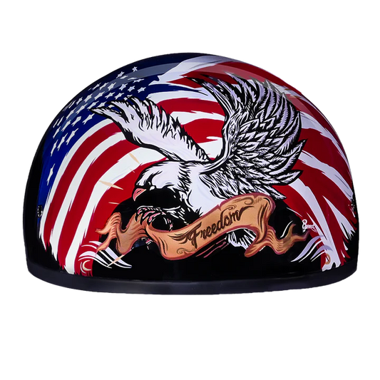 DOT Motorcycle Half Face Helmet - Skull Cap Graphics for Men & Women, Scooters, ATVs, UTVs & Choppers - Freedom 2.0