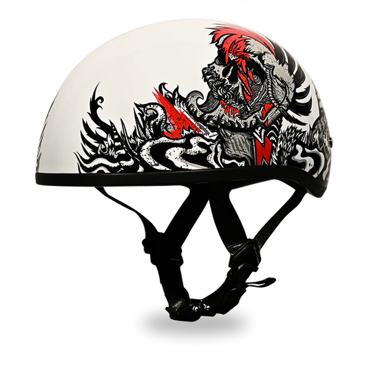 DOT Motorcycle Half Face Helmet - Skull Cap Graphics for Men & Women, Scooters, ATVs, UTVs & Choppers - Rockin Reaper