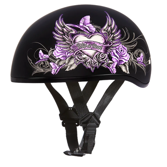 DOT Motorcycle Half Face Helmet - Skull Cap Graphics for Men & Women, Scooters, ATVs, UTVs & Choppers - Wild at Heart