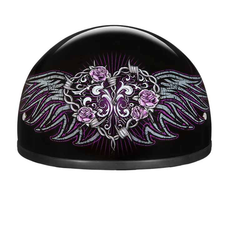 DOT Motorcycle Half Face Helmet - Skull Cap Graphics for Men & Women, Scooters, ATVs, UTVs & Choppers - Barbed wired heart