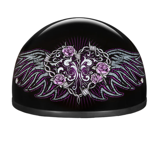 DOT Motorcycle Half Face Helmet - Skull Cap Graphics for Men & Women, Scooters, ATVs, UTVs & Choppers - Barbed wired heart