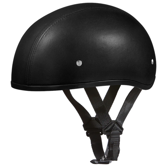 DOT Motorcycle Skull cap Helmet - w/o visor Leather