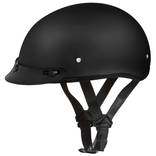 DOT Skull Cap Half Shell Motorcycle Helmet - Beanie Style for Motorcycles, Cruisers, Scooters, and Mopeds - Dull Black