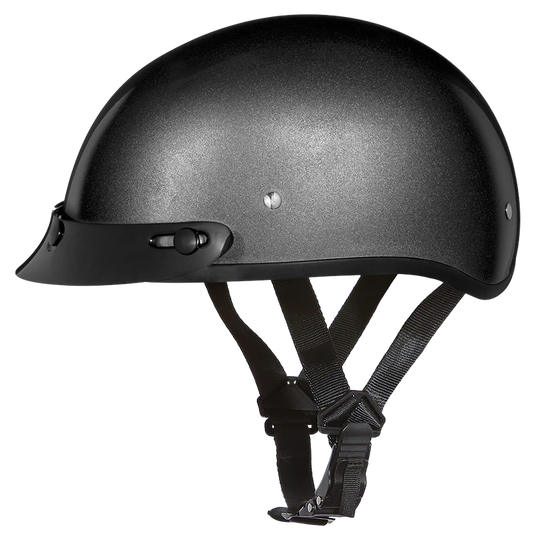 DOT Skull Cap Half Shell Motorcycle Helmet - Beanie Style for Motorcycles, Cruisers, Scooters, and Mopeds - Gun Metal Grey Metallic