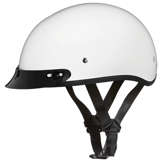DOT Skull Cap Half Shell Motorcycle Helmet - Beanie Style for Motorcycles, Cruisers, Scooters, and Mopeds - Hi-Gloss White