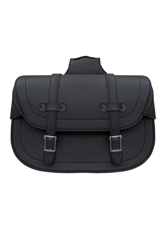 Motorcycle Saddlebag Black PVC Classic Vintage Style, Weather-Resistant Saddle bag
