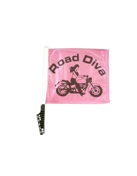 Cruiser Girl Motorcycle Flag Pink Sissy bar style pole