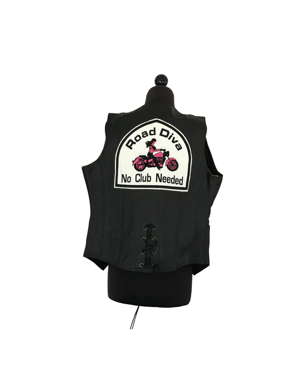 Cruiser Girl Leather Vest Black/Pink Patch
