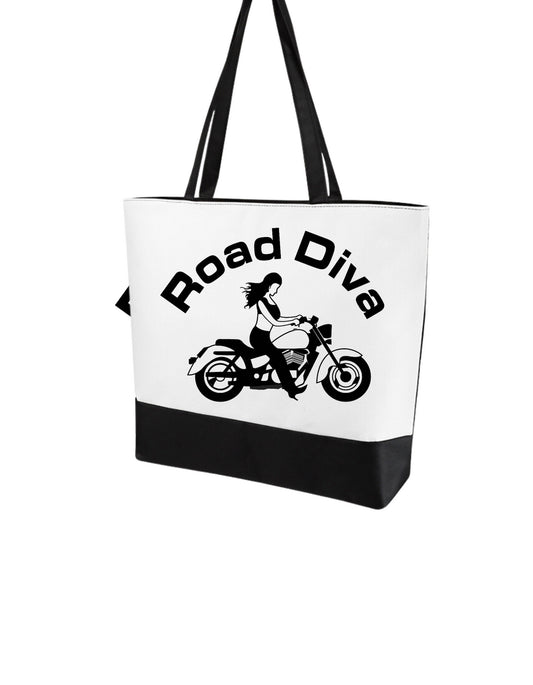 Cruiser Girl Motorcycle large Canvas Tote Bag