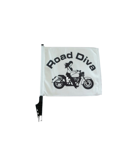Cruiser Girl Motorcycle Flag White Sissy bar Style Pole