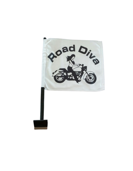Cruiser Girl Motorcycle Flag White Trunk Style Pole
