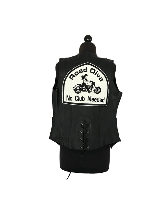 Cruiser Girl Leather Vest Black/White patch