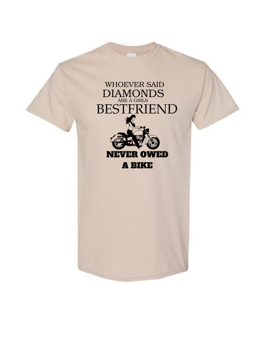 Cruiser Girl Motorcycle Diamonds tee shirt