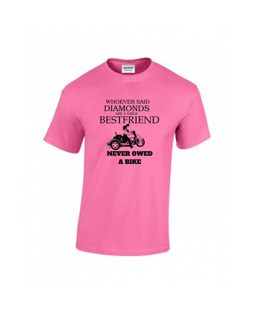 Trike Girl Motorcycle Diamonds tee shirt