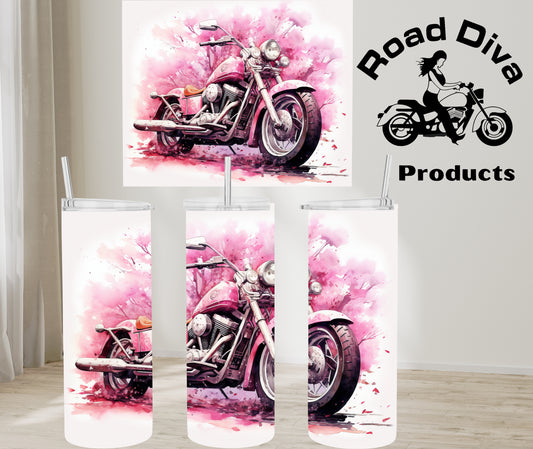 Pink cruiser motorcycle stainless steel tumbler