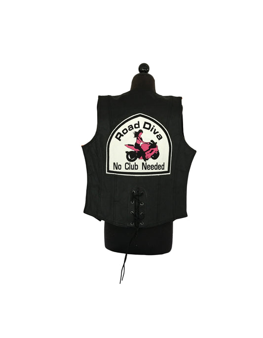 Sport Girl Leather Vest Black/White patch