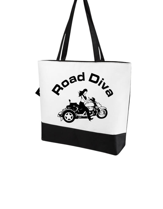 Trike Girl Motorcycle large Canvas Tote Bag