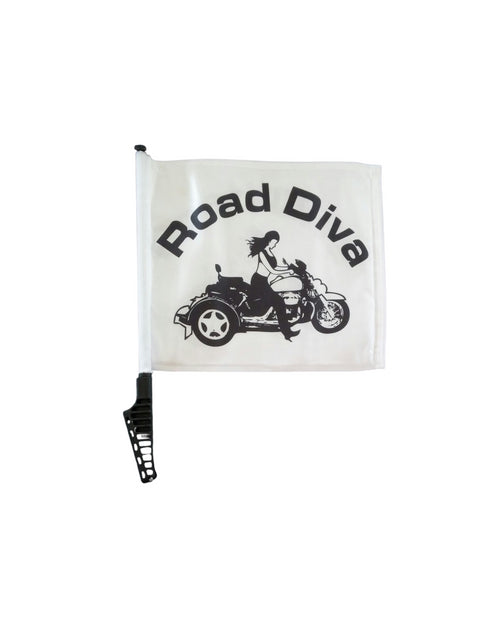 Trike Girl Motorcycle Flag White Sissy bar Style Pole