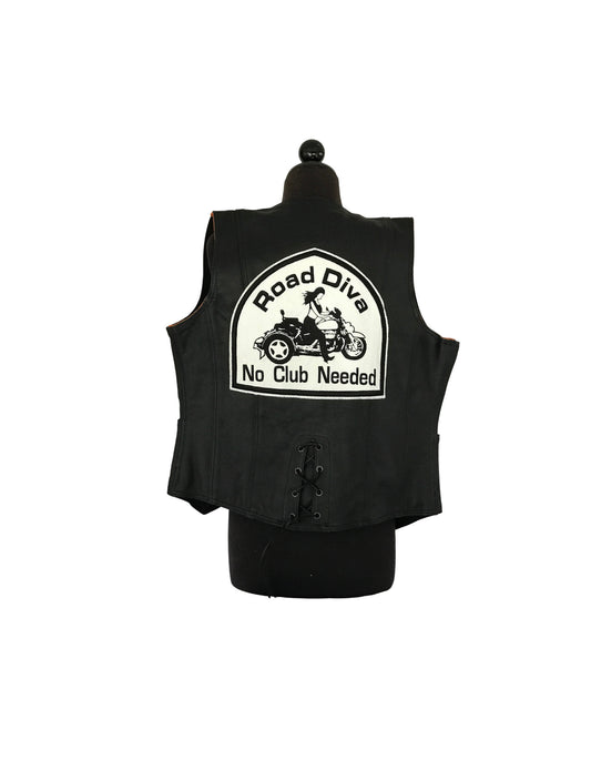 Trike Girl Leather Vest Black/White patch